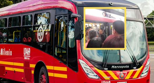 Pasajero se subió a techo de bus de TransMilenio en Bogotá, porque estaba lleno