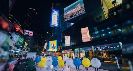 Imagen de la campaña 'Bogotá, tu casa' en el Times Square de Nueva York.