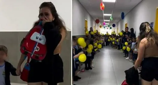 Así fue la bienvenida a Miguel, niño de 5 años que venció el cáncer, en su regreso al colegio. Lo llenaron de aplausos y globos.