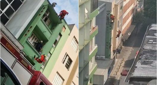 Bombero en Brasil cayó desde 15 metros al tratar de salvar a hombre en un edificio: video viral