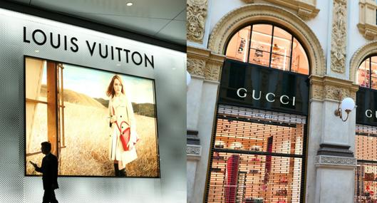 Imagen de referencia de tiendas de las marcas Gucci y Louis Vuitton en Europa.