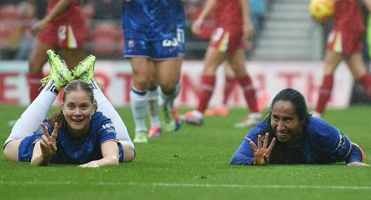 La delantera colombiana Mayra Ramírez se reportó hoy 10 de noviembre con gol, en partido contra Liverpool. Acá, el video de la anotación.