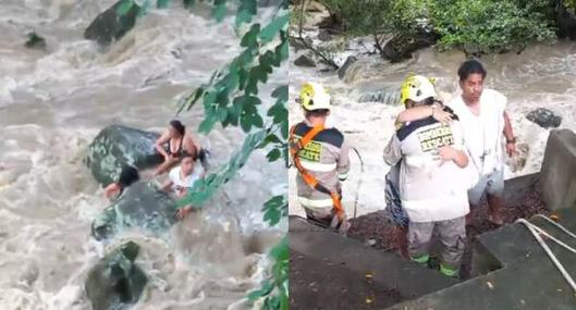 Así fue el angustioso rescate de una familia en un río de Viotá, Cundinamarca