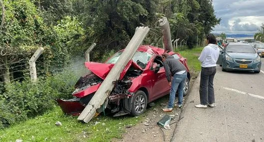 Imagen de accidente en la Autopista Norte de Bogotá.