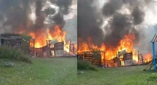 Voraz incendio en La Palma, Cundinamarca, consumió ocho humildes viviendas 