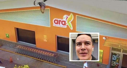 Foto de Ara y de TikToker, en nota de cuál es la tienda de Ara más grande en Colombia