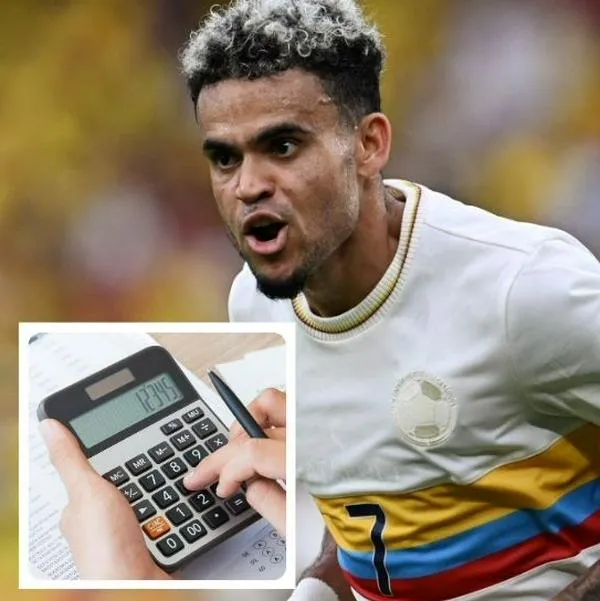 Foto de Luis Díaz y calculadora, en nota de qué pasa si Colombia gana, pierde o empata con Uruguay en tabla de Eliminatorias