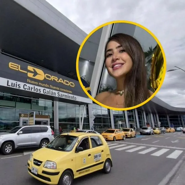 Imagen de referencia fachada aeropuerto El Dorado e influencer colombiana Aura Cardona.
