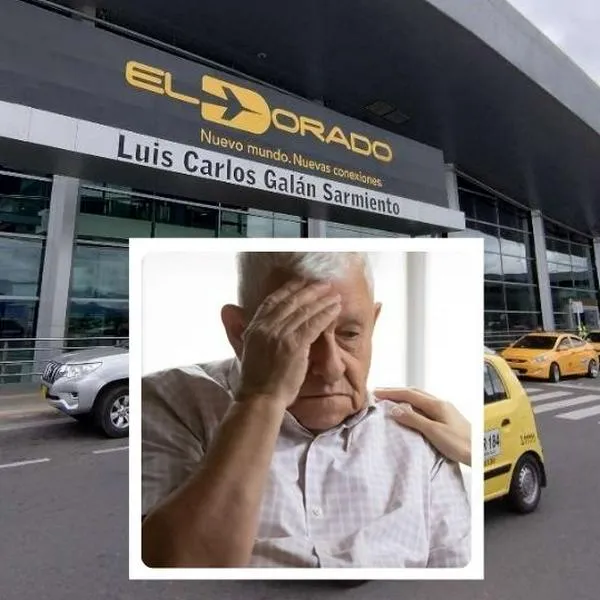 Foto de aeropuerto El Dorado y hombre asustado, en nota de que El Dorado anunció cómo ayuda a viajeros con miedo a volar y ansiedad en Colombia