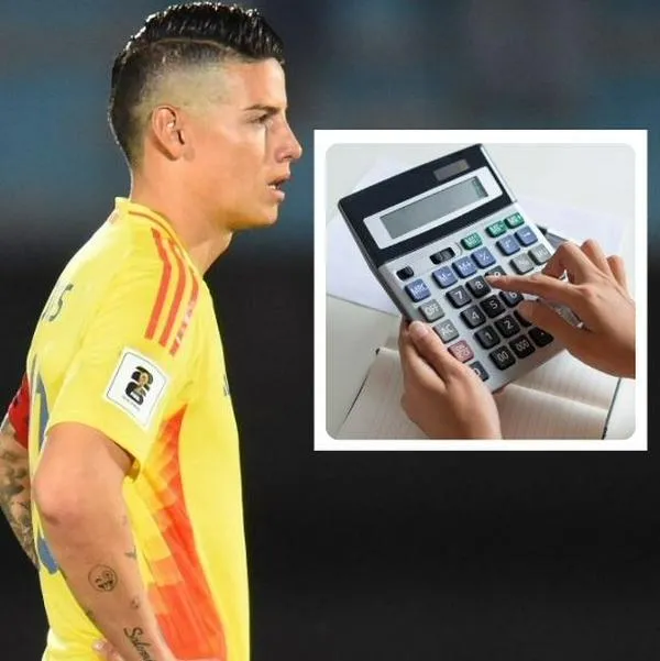 Foto de James Rodríguez y calculadora, en nota de qué pasa si Colombia gana, pierde o empata con Ecuador en tabla de Eliminatorias