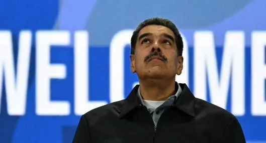 Venezuelan president Nicolas Maduro gestures during the closing session of the Antifascist Global Parliamentary Forum in Caracas on November 5, 2024. (Photo by Juan BARRETO / AFP)