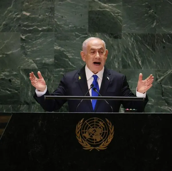 Israeli Prime Minister Benjamin Netanyahu speaks during the 79th Session of the United Nations General Assembly at the United Nations headquarters in New York City on September 27, 2024. - Israeli Prime Minister Benjamin Netanyahu said at the UN Friday that operations against Hezbollah will continue, dampening hopes of a 21-day truce proposed by France and the United States this week. (Photo by Charly TRIBALLEAU / AFP)