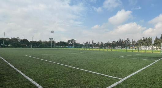 Imagen de una cancha sintética de fútbol en Bogotá.