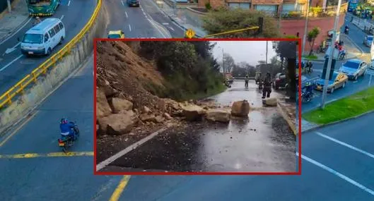 Derrumbe en la vía Bogotá-La Calera.