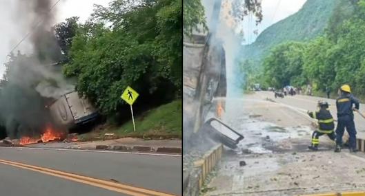 Accidente hoy vía Apulo La Mesa: conductor perdió el control y murió en incendio