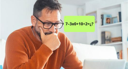 ¿Cuál es la respuesta a 7–3x0+10÷2? Reto que pocos llegan a resolver