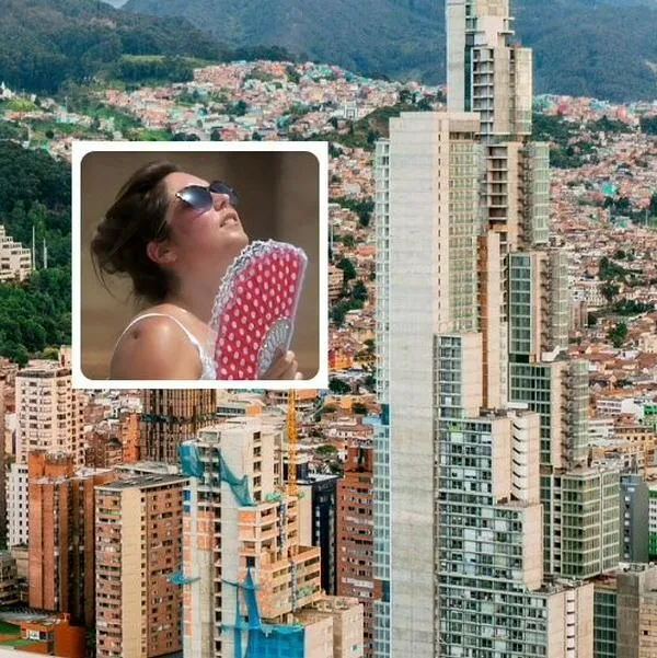 Fotos de Bogotá y mujer acalorada, en nota de cuál es el barrio más caluroso de Bogotá: sube por encima de Usaquén o Chapinero