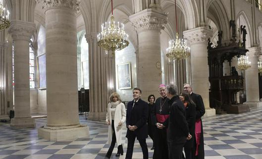 Macron visita la catedral de Notre Dame restaurada a una semana de su reapertura