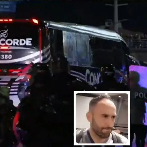 Foto de bus de Nacional y de David Ospina, en nota de que bus de Nacional, atacado en El Campín antes de Millonarios; ira de David Ospina
