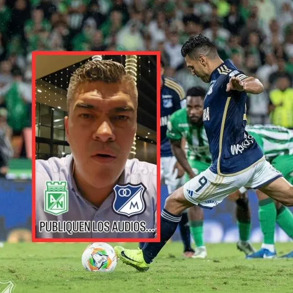 Eduardo Luis reaccionó a sospechoso gol de Falcao con Millonarios vs. Nacional en fuera de lugar. El narrador pidió que "publiquen los audios" del VAR. 
