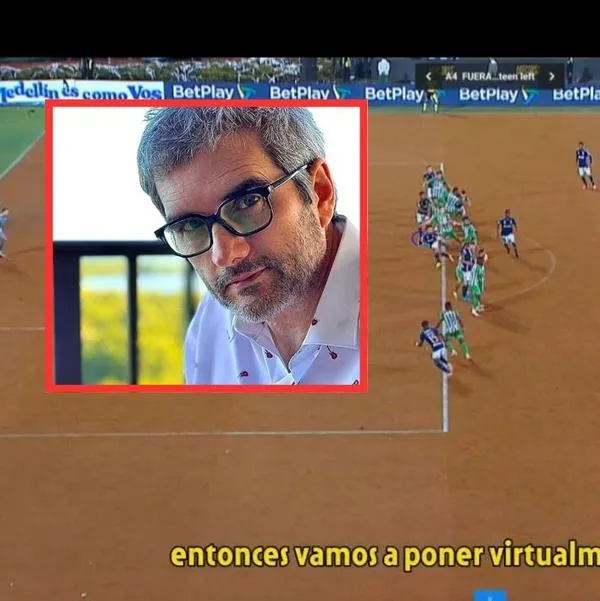 Imagen de VAR sobre gol de Falcao a Nacional y fotografía de periodista Félix de Bedout.