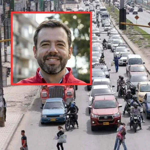 Imagen de referencia de carros en Bogotá y alcalde Carlos Galán.