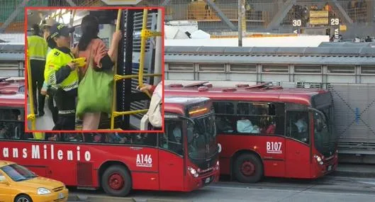 Policía en Transmilenio usa taser para disuadir mujer en Transmilenio video