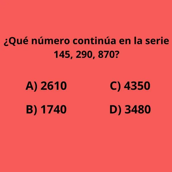 ¿Qué número continúa en la serie 145, 290, 870? Una serie que pone a tirar cálculo