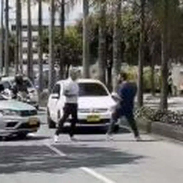 Video: Dos conductores se fueron a los golpes en medio de una vía; uno le sacó machete