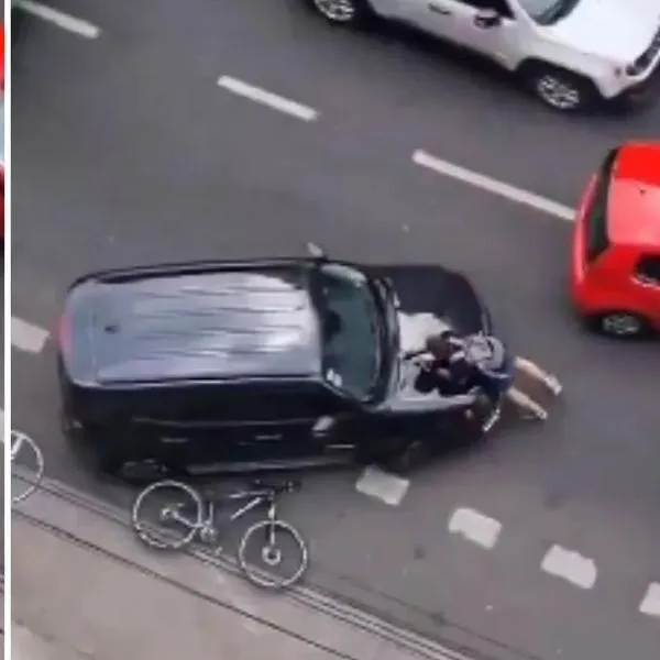 En Argentina, grabaron a una mujer arrollando a un ciclista y llevándoles en el capó del carro intentando huir. Todo quedó en video.