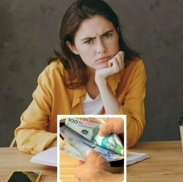 Foto de mujer y dinero colombiano, en nota sobre quiénes reciben auxilio de transporte en Colombia y cambio