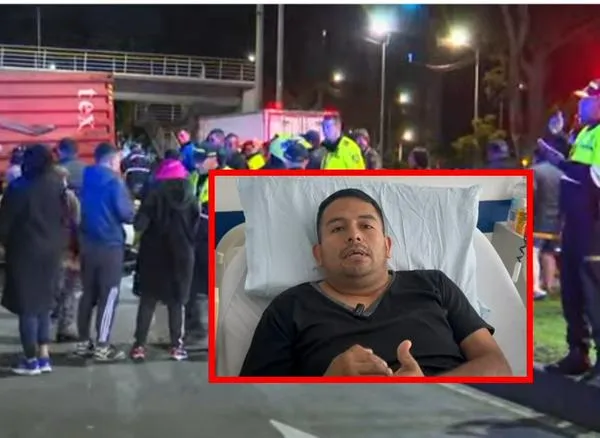 Accidente de tractomula en Bogotá: habla hombre herido con su hijo en robo
