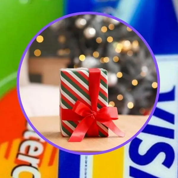 Imagen de referencia de tarjetas y regalo de Navidad.