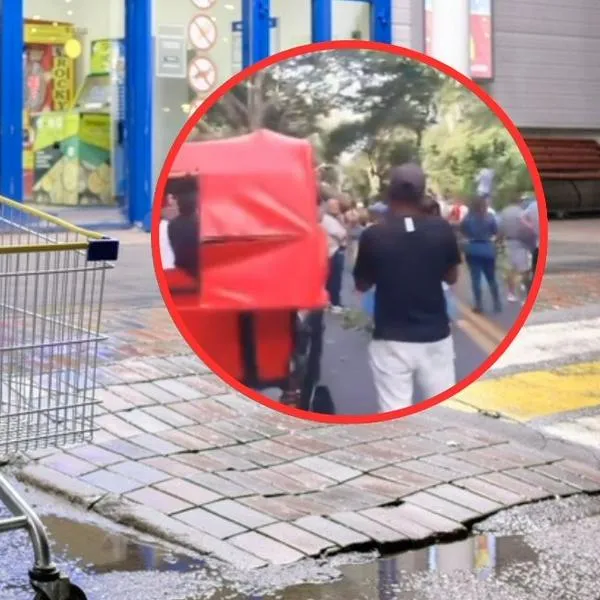 Captura de pantalla robo en Palomino, La Guajira e imagen de referencia de supermercado.