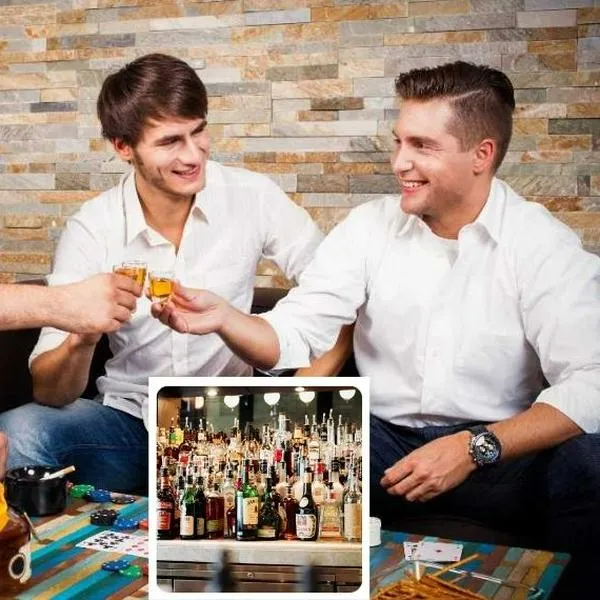 Fotos de hombres tomando y licores, en nota de qué es Dry January, reto en enero para amantes de cerveza, whisky y más licores
