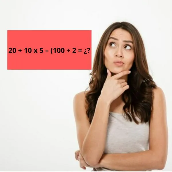 ¿Cuál es la respuesta a 20 + 10 x 5 – (100 ÷ 2)? Reto para mentes ágiles