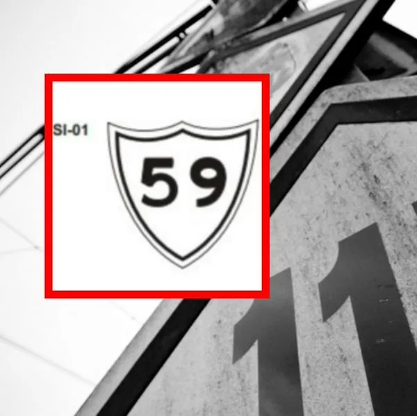 Señal de tránsito blanca con el número 59 ¿cuál es su significado