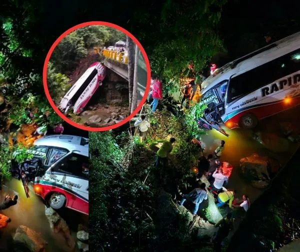 Accidente en la vía Medellín-Bogotá: hay 4 muertos por bus que se cayó en abismo