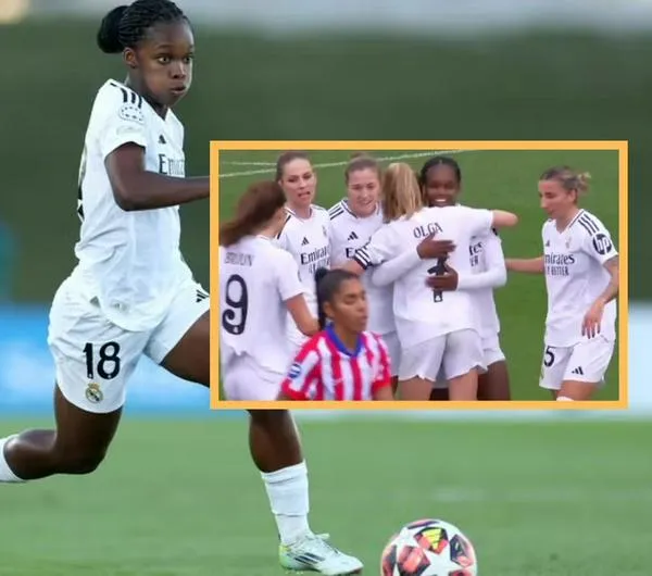 Celebración de Linda Caicedo por gol en Real Madrid