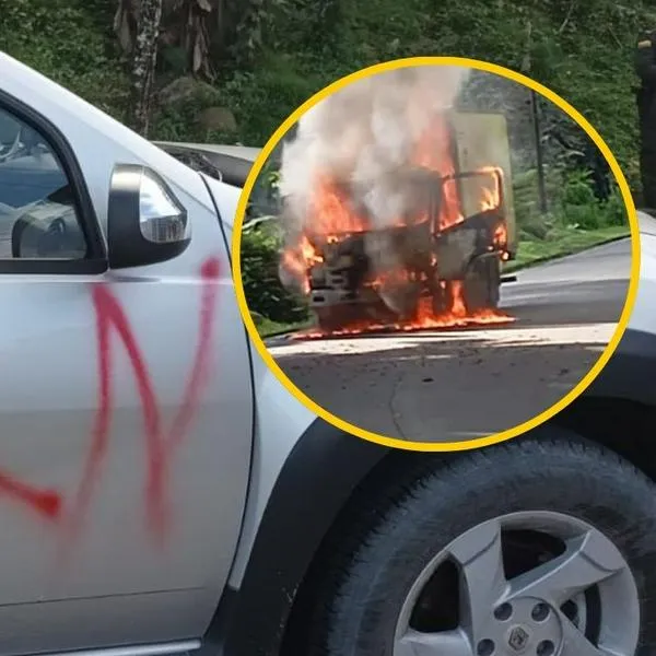 Captura de video y foto de vehículo atacado por Eln en el Chocó.