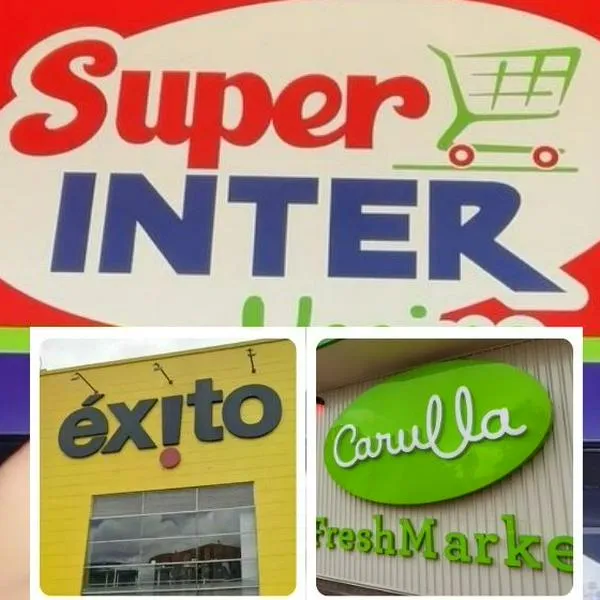 Fotos de Super Inter, Éxito y Carulla, en nota de por qué acaba supermercado Super Inter, damnificado por Éxito y Carulla en 2025