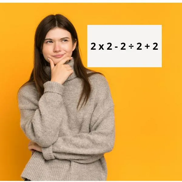 ¿Cuál es la respuesta de 2 x 2 - 2 ÷ 2 + 2? El reto que se hace con las dos manos