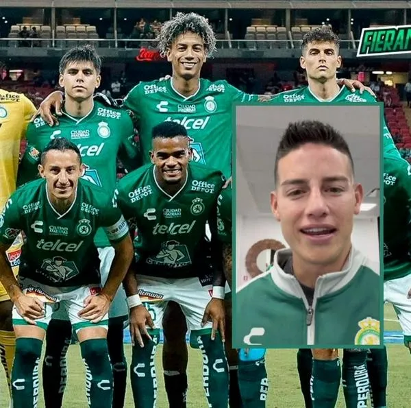 Plantilla 2024 del Club León junto con James Rodríguez, nuevo jugador del equipo mexicano.