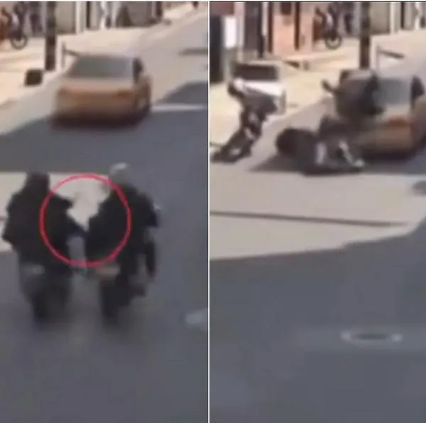Imprudente motociclista en Soacha casi provoca tragedia y quedó encima de un taxi: video es viral
