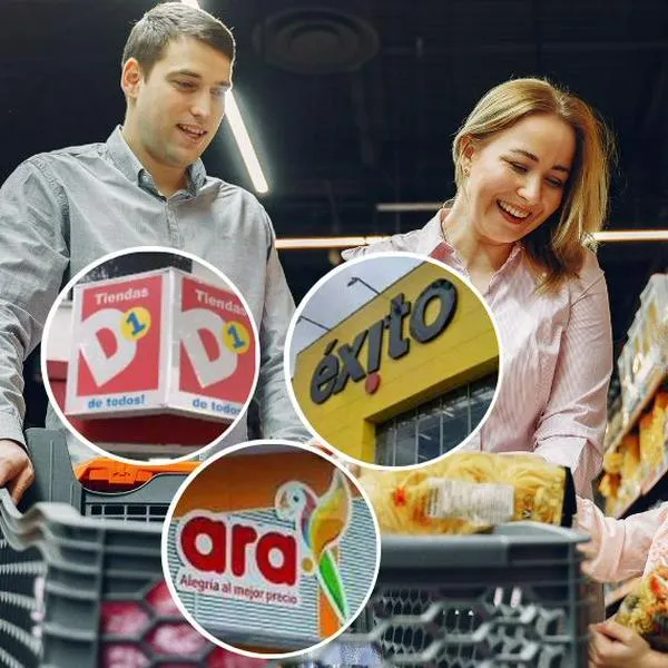 Fotos de supermercado, Éxito, D1 y Ara, en nota de Quién inventó el supermercado Mercatus9: influencer apunta tras Éxito, D1 y Ara