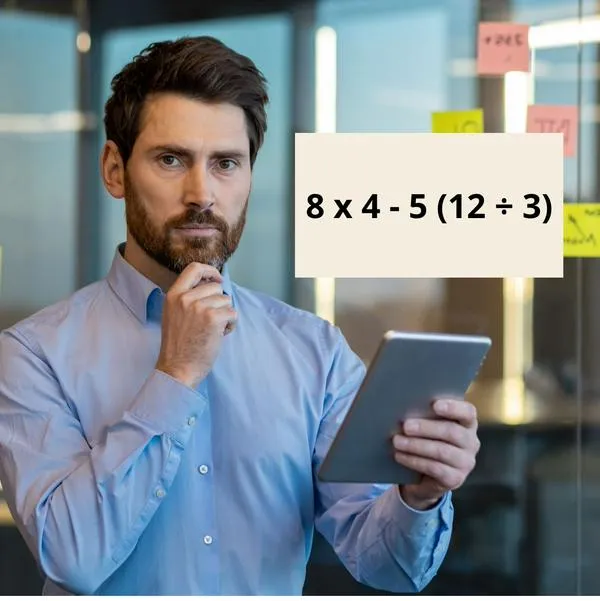 ¿Cuál es la respuesta a 8 x 4 - 5 (12 ÷ 3)? Reto para ejercitar su mente