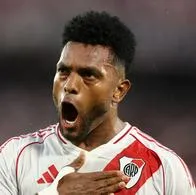 Miguel Ángel Borja celebrando un gol con River Plate