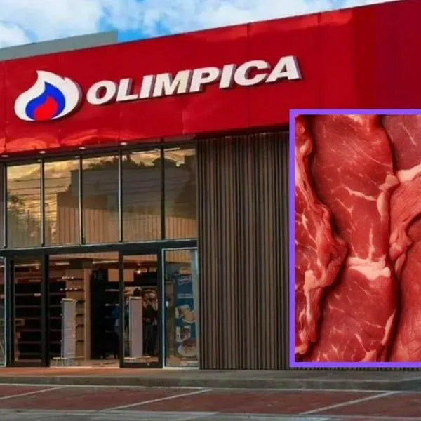 Supermercado Olímpica y carne cruda de referencia.