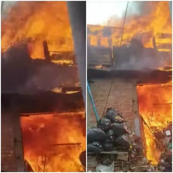 Grave emergencia cerca de Bogotá: voraz incendio destruyó cuatro casas y un vehículo. Bomberos de Soacha combaten el fuego en estos momentos.