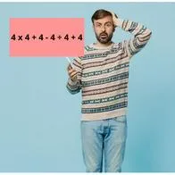 ¿Cuánto es 4 x 4 + 4 - 4 ÷ 4 + 4? Reto que pocos llegan a resolver, parece fácil